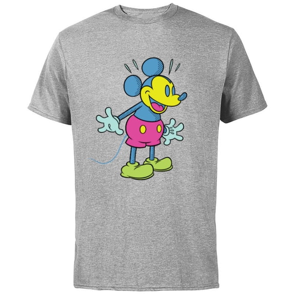 Disney Mickey Mouse Happy Surprise Retro Pop Art - Short Sleeve Cotton T-Shirt for Adults - Customized-Athletic Heather