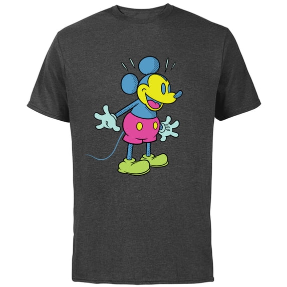 Disney Mickey Mouse Happy Surprise Retro Pop Art - Short Sleeve Cotton T-Shirt for Adults - Customized-Charcoal