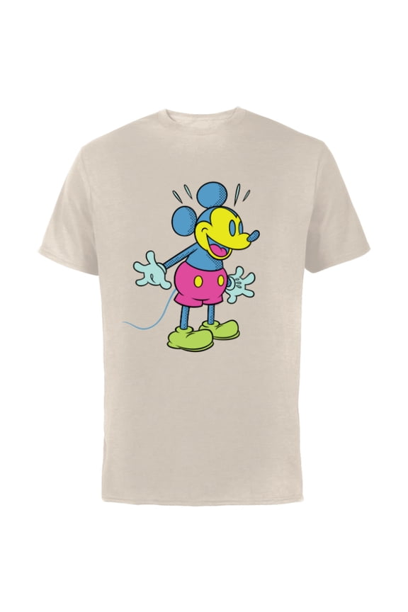 Mickey Mouse Happy Surprise Retro Pop Art - Short Sleeve Cotton T-Shirt for Adults - Customized-Natural