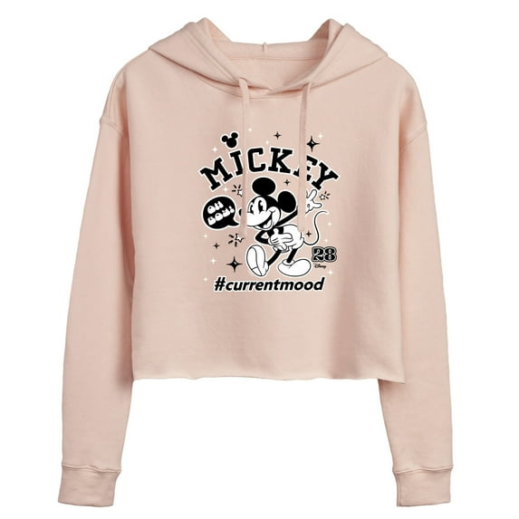 Disney - Mickey Mouse - Hashtag Current Mood - Juniors Cropped Pullover Hoodie