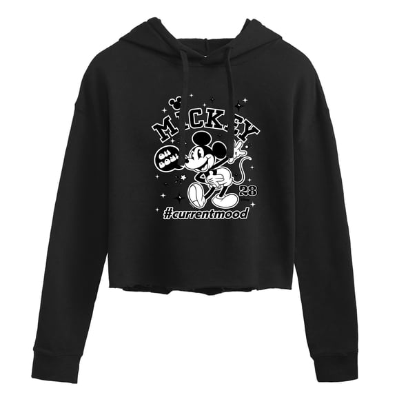 Disney - Mickey Mouse - Hashtag Current Mood - Juniors Cropped Pullover Hoodie