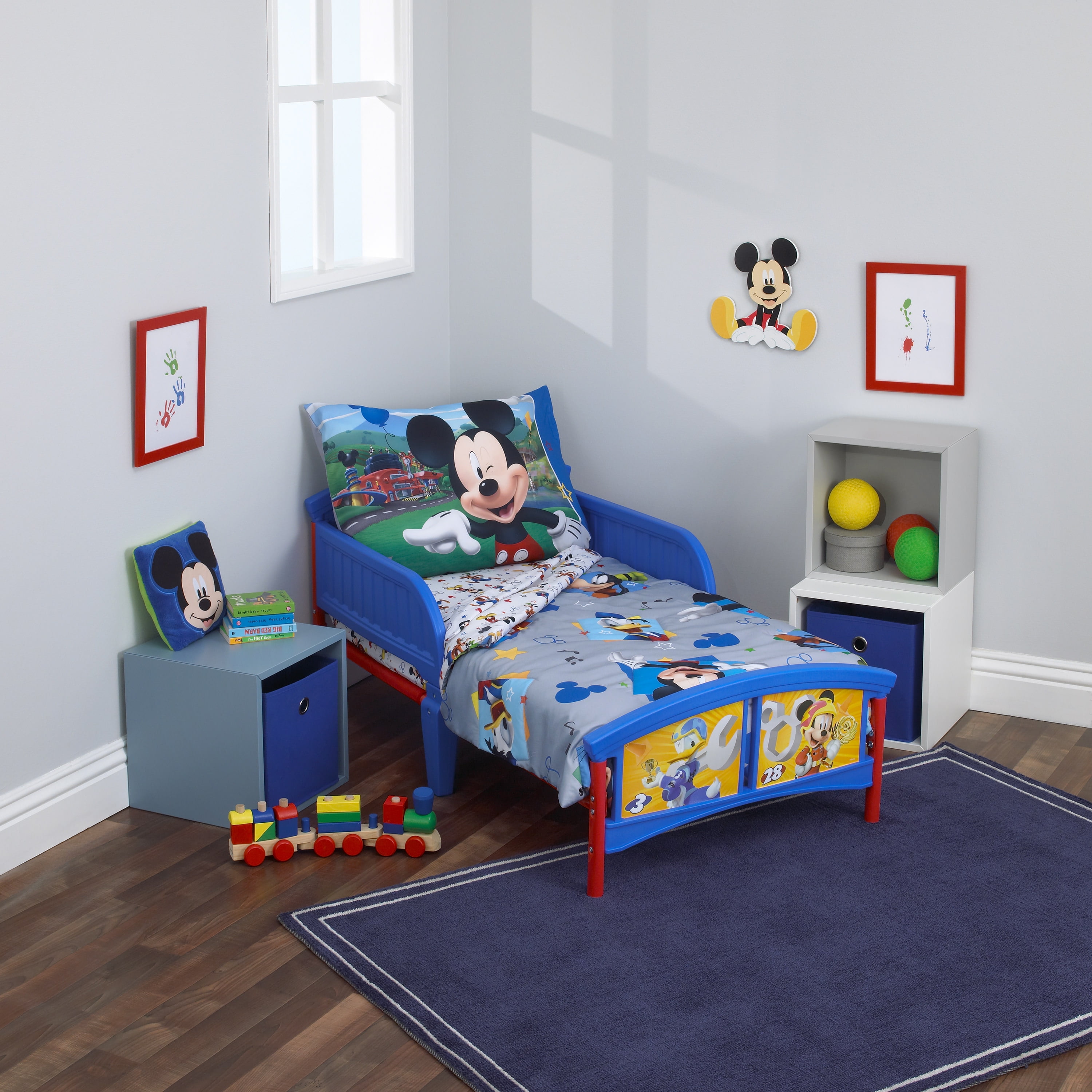 Disney 4-Piece Mickey Mouse Having Fun Toddler Bedding Set, Red