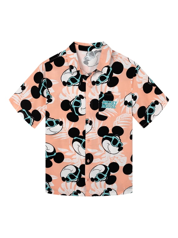 Mickey Mouse Hawaiian Button Down Dress Shirt Adult