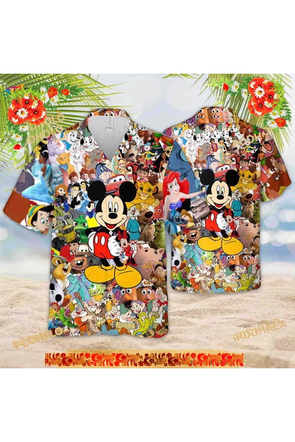 Disney Mickey Mouse Hawaiian Shirt, Mickey Beach Button Shirt