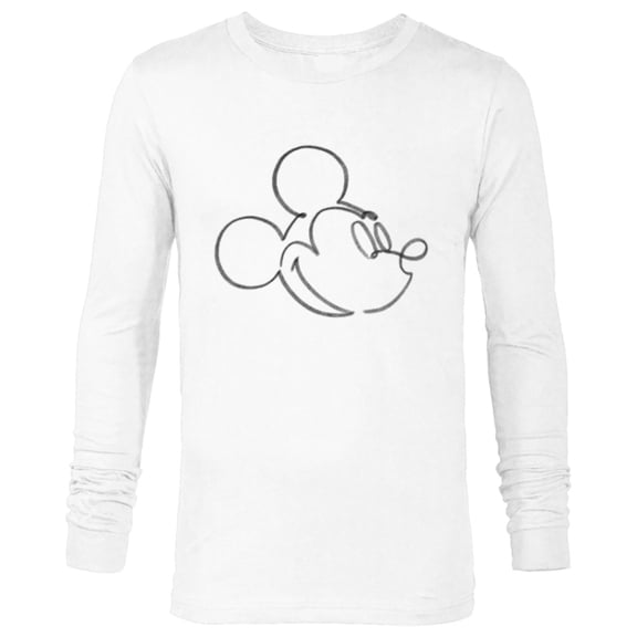 Disney Mickey Mouse Head Artist Pencil Doodle Retro Vintage - Long Sleeve T-Shirt for Men - Customized-White