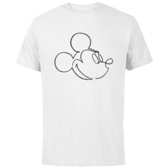 Disney Mickey Mouse Head Artist Pencil Doodle Retro Vintage - Short Sleeve Cotton T-Shirt for Adults - Customized-White