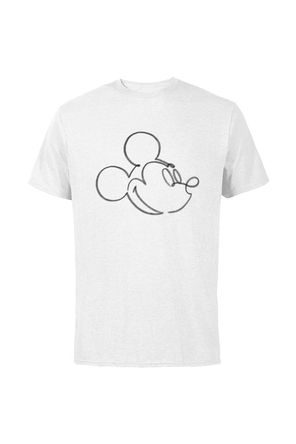 Mickey Mouse Head Artist Pencil Doodle Retro Vintage - Short Sleeve Cotton T-Shirt for Adults - Customized-White