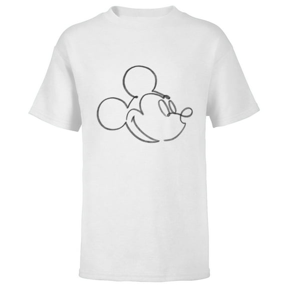 Disney Mickey Mouse Head Artist Pencil Doodle Retro Vintage - Short Sleeve T-Shirt for Kids - Customized-White