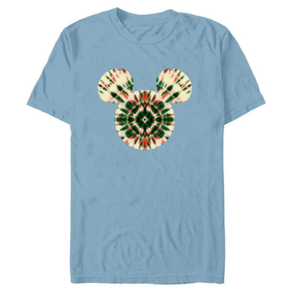 Disney Mickey Mouse Head Christmas Holiday Tie-Dye Retro - Short Sleeve Blended T-Shirt for Adults - Customized-Ocean Blue