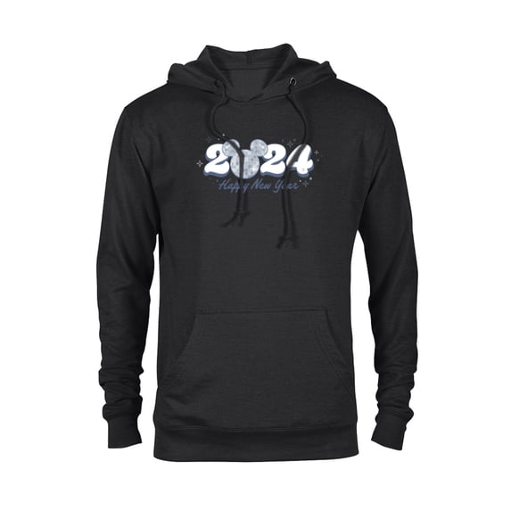 Disney Mickey Mouse Head Disco Ball Happy New Year 2024 - Pullover Hoodie for Adults - Customized-Black