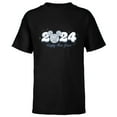 thumbnail image 1 of Disney Mickey Mouse Head Disco Ball Happy New Year 2024 - Short Sleeve T-Shirt for Kids - Customized-Black, 1 of 5