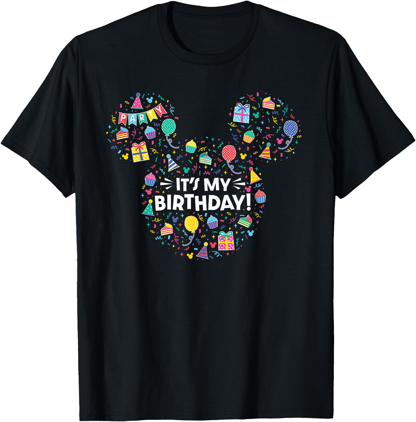 Disney Mickey Mouse Head Ears Icon Fill It’s My Birthday TShirt