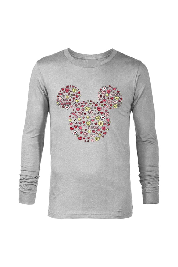 Mickey Mouse Head Filled with Love Valentine’s Day - Long Sleeve T-Shirt for Men - Customized-Athletic Heather