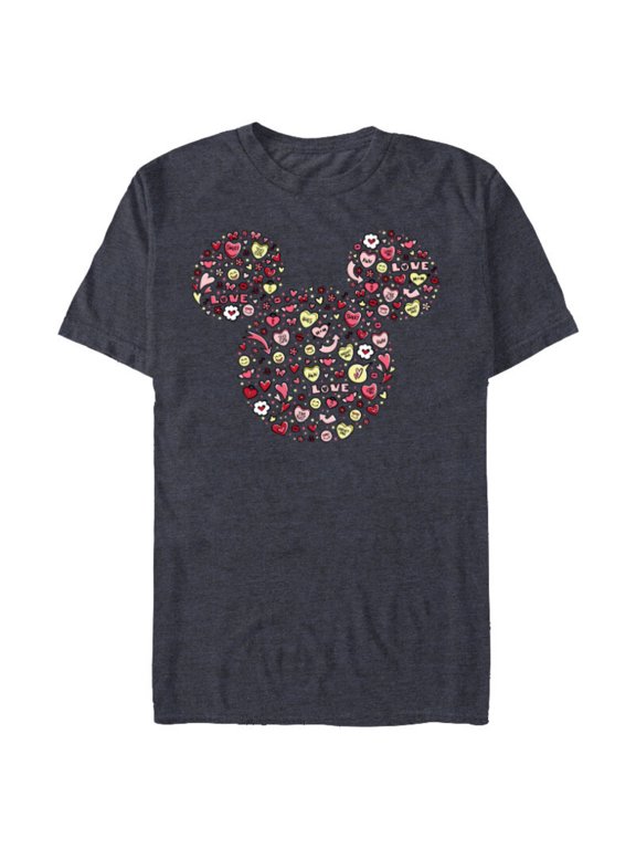 Mickey Mouse Head Filled with Love Valentine’s Day - Short Sleeve Blended T-Shirt for Adults - Customized-Navy Heather