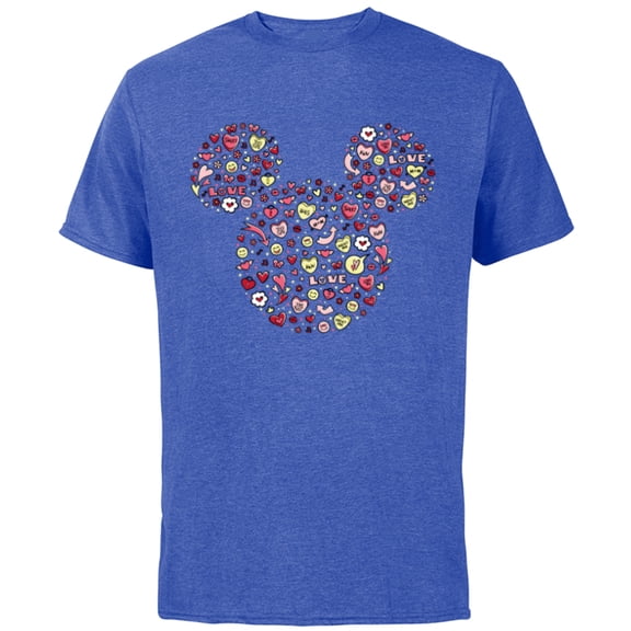 Disney Mickey Mouse Head Filled with Love Valentine’s Day - Short Sleeve Cotton T-Shirt for Adults - Customized-Royal Heather