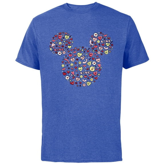 Disney Mickey Mouse Head Filled with Love Valentine’s Day - Short Sleeve Cotton T-Shirt for Adults - Customized-Royal Heather