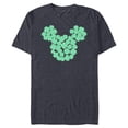thumbnail image 1 of Disney Mickey Mouse Head Four-Leaf Clovers St Patrick’s Day - Short Sleeve Blended T-Shirt for Adults - Customized-Navy Heather, 1 of 5