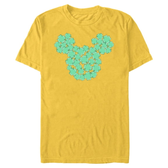 Disney Mickey Mouse Head Four-Leaf Clovers St Patrick’s Day - Short Sleeve Blended T-Shirt for Adults - Customized-Yellow