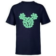 thumbnail image 1 of Disney Mickey Mouse Head Four-Leaf Clovers St Patrick’s Day - Short Sleeve T-Shirt for Kids - Customized-Navy, 1 of 5