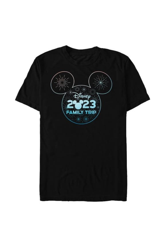 Mickey Mouse Head Icon 2023 Family Trip Vacation - Short Sleeve Blended T-Shirt for Adults - Customized-Black