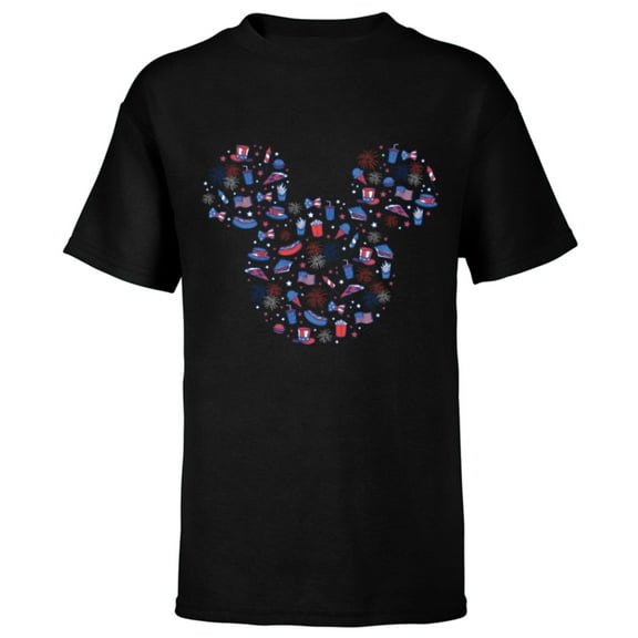 Disney Mickey Mouse Head Icon Americana 4th of July Treats- Short Sleeve T-Shirt for Kids - Customized-Black