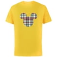 thumbnail image 1 of Disney Mickey Mouse Head Icon Christmas Holiday Plaid - Short Sleeve Cotton T-Shirt for Adults - Customized-Yellow, 1 of 5