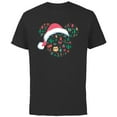 thumbnail image 1 of Disney Mickey Mouse Head Icon Christmas Holiday Santa Hat - Short Sleeve Cotton T-Shirt for Adults - Customized-Black, 1 of 5