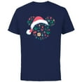 thumbnail image 1 of Disney Mickey Mouse Head Icon Christmas Holiday Santa Hat - Short Sleeve Cotton T-Shirt for Adults - Customized-Navy, 1 of 5