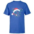 thumbnail image 1 of Disney Mickey Mouse Head Icon Christmas Holiday Santa Hat - Short Sleeve T-Shirt for Kids - Customized-Royal, 1 of 5