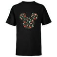 thumbnail image 1 of Disney Mickey Mouse Head Icon Christmas Ornaments & Holly - Short Sleeve T-Shirt for Kids - Customized-Black, 1 of 5