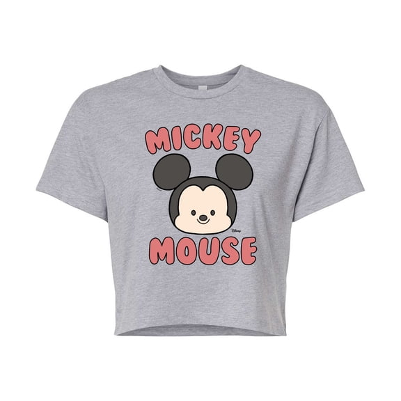 Disney - Mickey Mouse Head - Juniors Cropped Cotton Blend T-Shirt