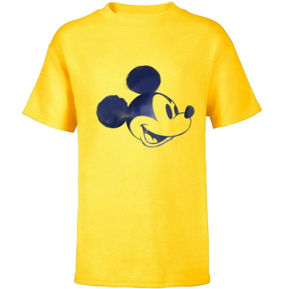 Disney Mickey Mouse Head Retro Vintage Classic - Short Sleeve T-Shirt for Kids - Customized-Yellow