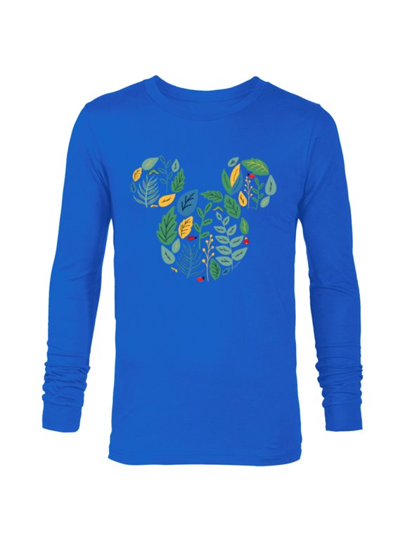 Mickey Mouse Head Shape Icon Botanical Garden Spring - Long Sleeve T-Shirt for Men - Customized-Navy