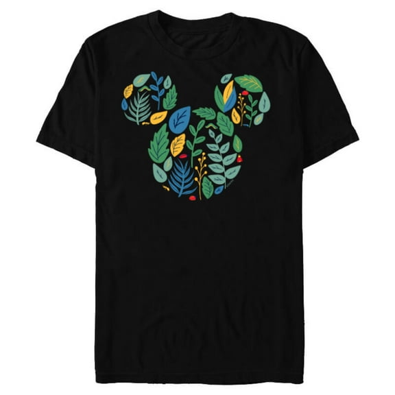 Disney Mickey Mouse Head Shape Icon Botanical Garden Spring - Short Sleeve Blended T-Shirt for Adults - Customized-Black