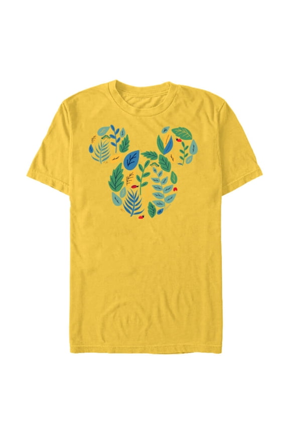 Mickey Mouse Head Shape Icon Botanical Garden Spring - Short Sleeve Blended T-Shirt for Adults - Customized-Yellow