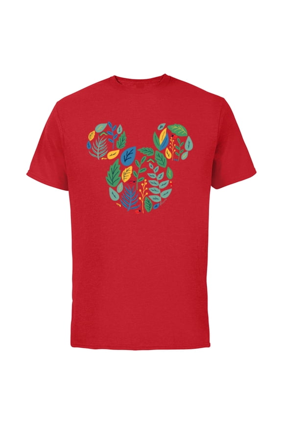 Mickey Mouse Head Shape Icon Botanical Garden Spring - Short Sleeve Cotton T-Shirt for Adults - Customized-Red