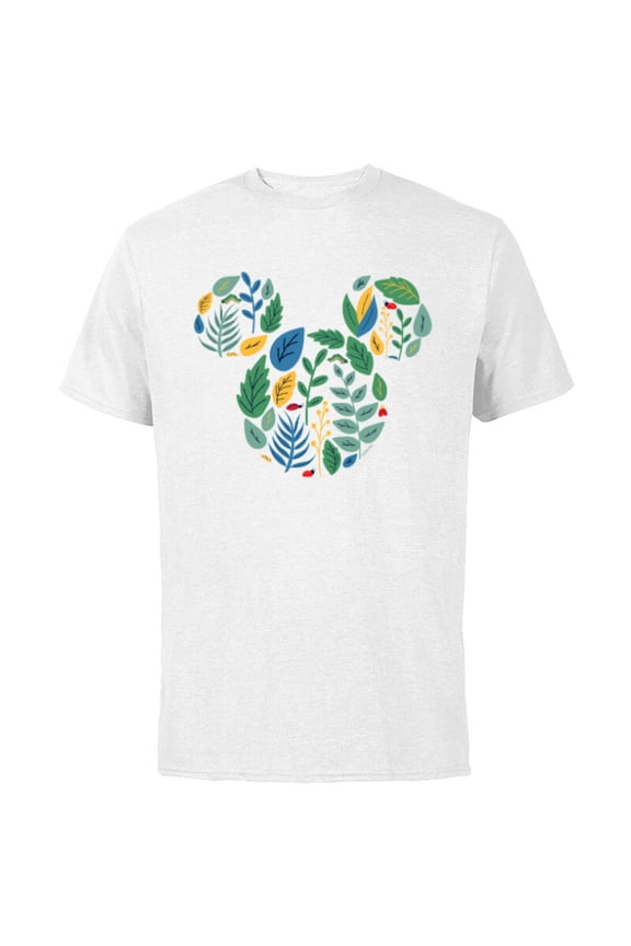 Mickey Mouse Head Shape Icon Botanical Garden Spring - Short Sleeve Cotton T-Shirt for Adults - Customized-White