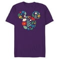 thumbnail image 1 of Disney Mickey Mouse Head Shape Icon Flowers Garden Spring - Short Sleeve Blended T-Shirt for Adults - Customized-Purple, 1 of 5