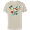 thumbnail image 1 of Disney Mickey Mouse Head Shape Icon Flowers Garden Spring - Short Sleeve Cotton T-Shirt for Adults - Customized-Natural, 1 of 5