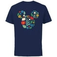 thumbnail image 1 of Disney Mickey Mouse Head Shape Icon Flowers Garden Spring - Short Sleeve Cotton T-Shirt for Adults - Customized-Navy, 1 of 5