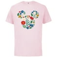 thumbnail image 1 of Disney Mickey Mouse Head Shape Icon Flowers Garden Spring - Short Sleeve Cotton T-Shirt for Adults - Customized-Soft Pink, 1 of 5