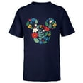 thumbnail image 1 of Disney Mickey Mouse Head Shape Icon Flowers Garden Spring - Short Sleeve T-Shirt for Kids - Customized-Navy, 1 of 5