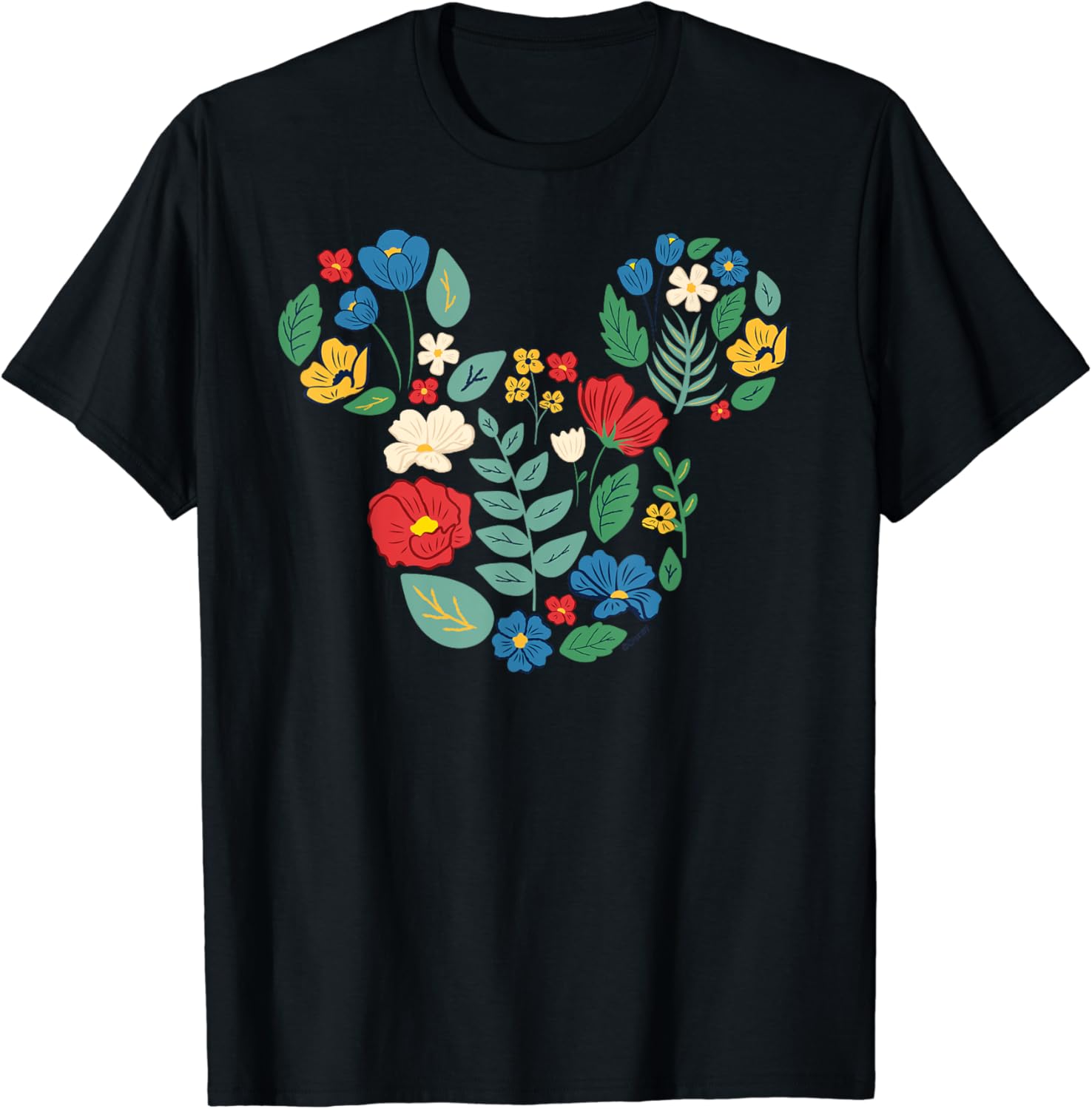 Disney Mickey Mouse Head Shape Icon Flowers Garden Spring T-Shirt ...