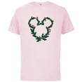 thumbnail image 1 of Disney Mickey Mouse Head Shape Icon Holly Christmas Wreath - Short Sleeve Cotton T-Shirt for Adults - Customized-Soft Pink, 1 of 5