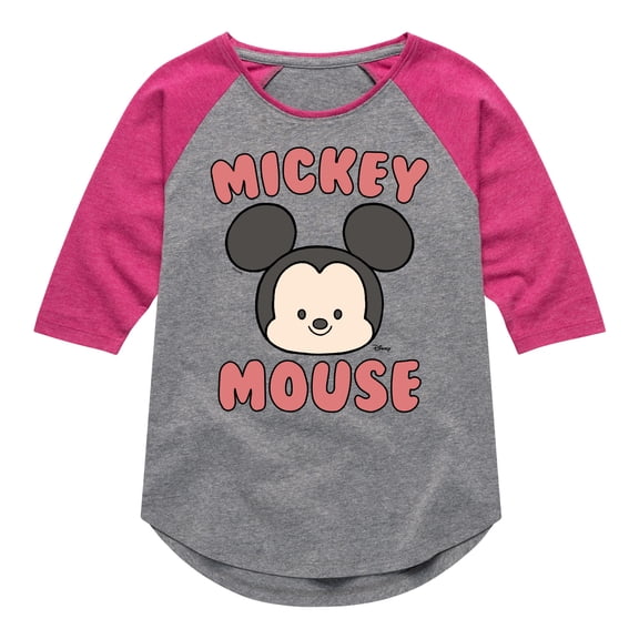 Disney - Mickey Mouse Head - Toddler & Youth Girls Raglan Graphic T-Shirt
