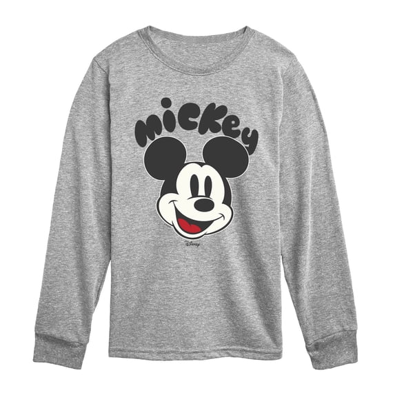 Disney - Mickey Mouse Head - Youth Boys Long Sleeve Graphic T-Shirt
