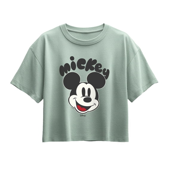 Disney - Mickey Mouse Head Girls' Short Sleeve Boxy Graphic T-Shirt