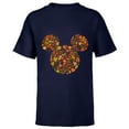 thumbnail image 1 of Disney Mickey Mouse Head and Ears Icon Fall Leaves - Short Sleeve T-Shirt for Kids - Customized-Navy, 1 of 5