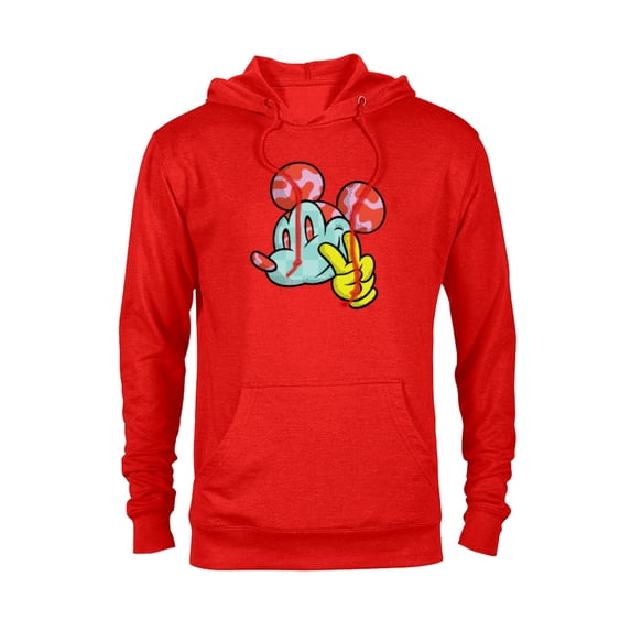 Disney Mickey Mouse Head and Hand Retro Pop Art - Pullover Hoodie for Adults - Customized-Red