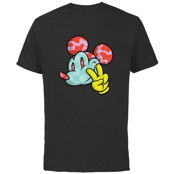 Disney Mickey Mouse Head and Hand Retro Pop Art - Short Sleeve Cotton T-Shirt for Adults - Customized-Black